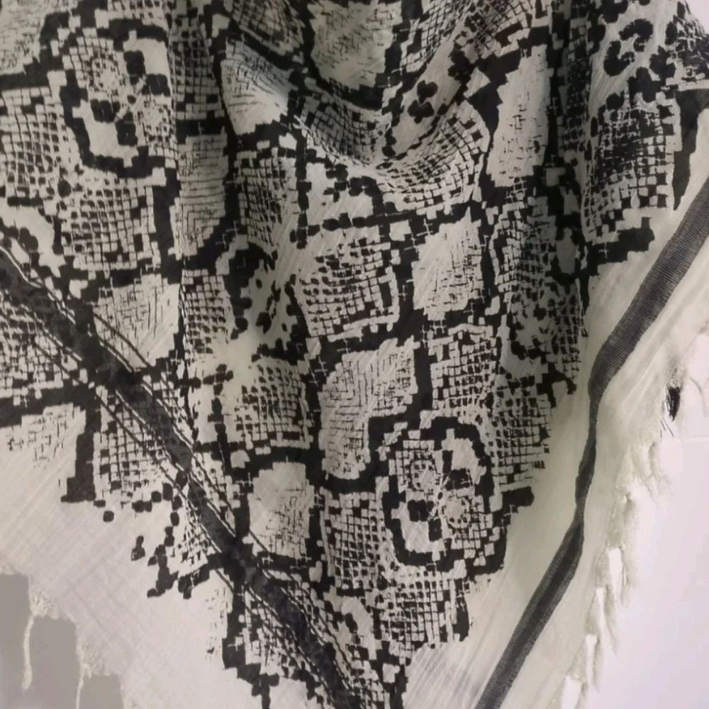 Leigh Luca Designer Black and White Snake Patterned Shawl Scarf